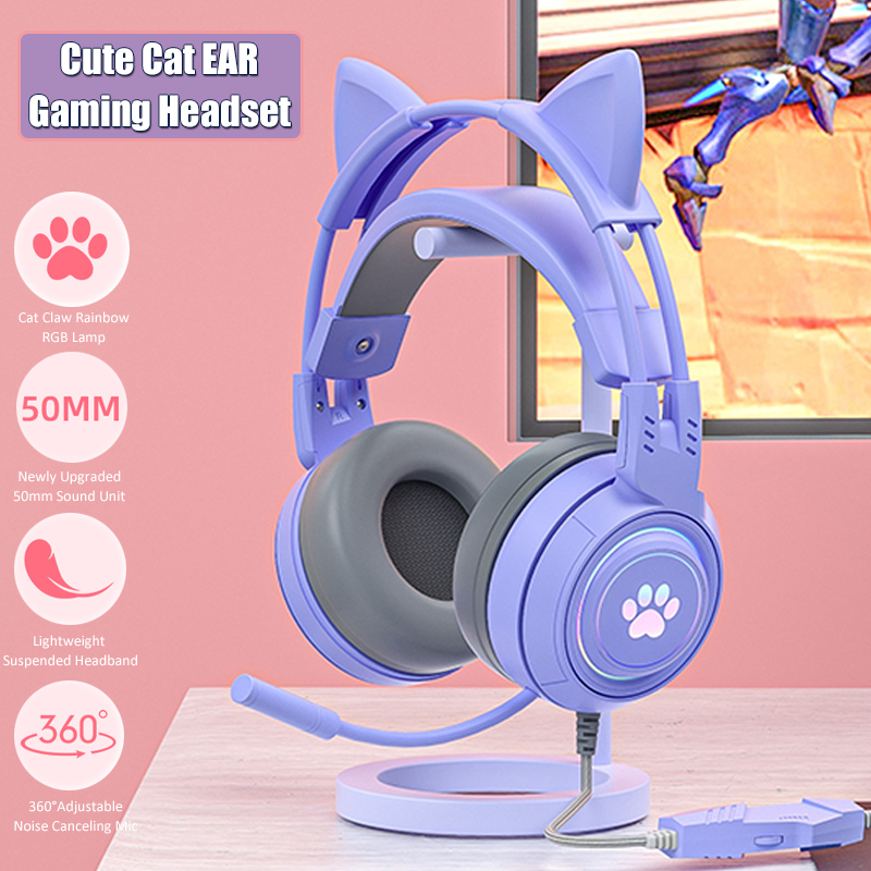 Cute Cat Ear Gaming Headphones - Esports Gaming Monitor 评论和价格