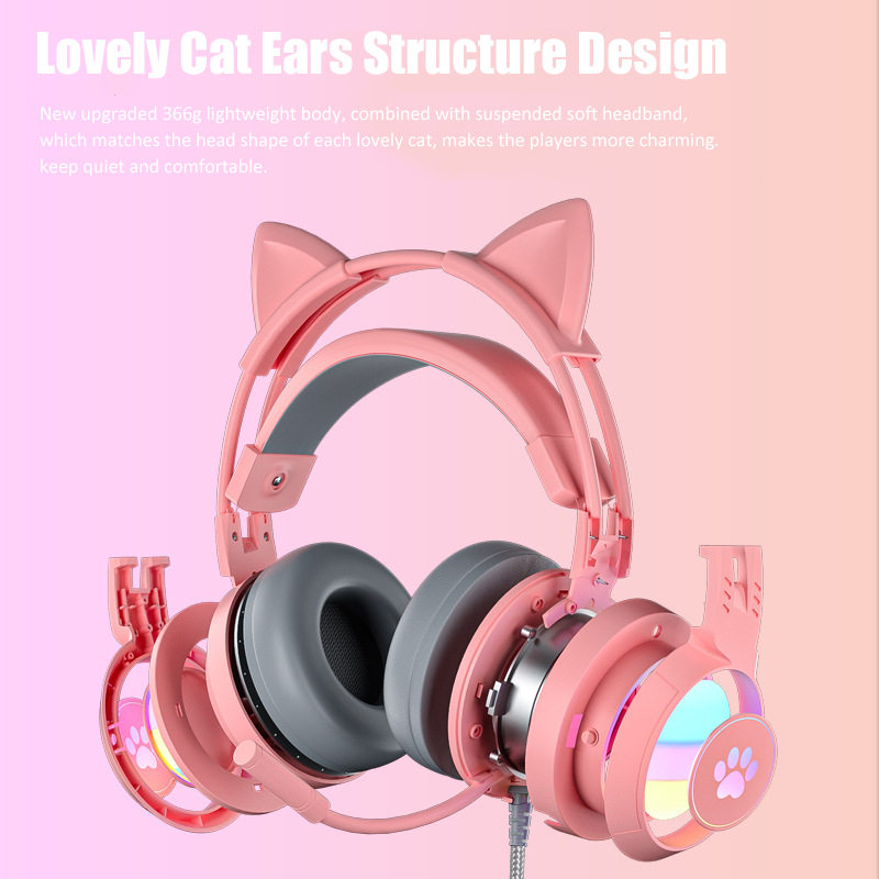 Cute Cat Ear Gaming Headphones - Esports Gaming Monitor 评论和价格