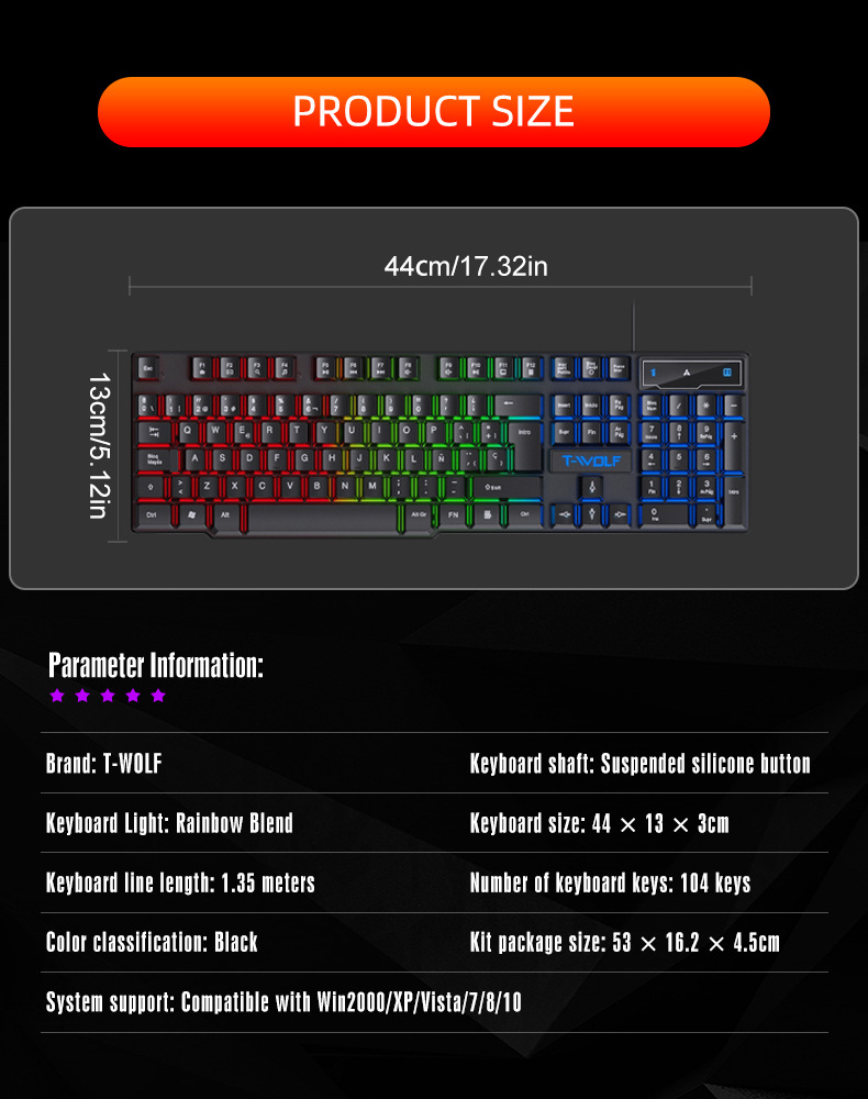 Gaming Keyboard Wired Glowing  - Esports Gaming Logo 评论和价格