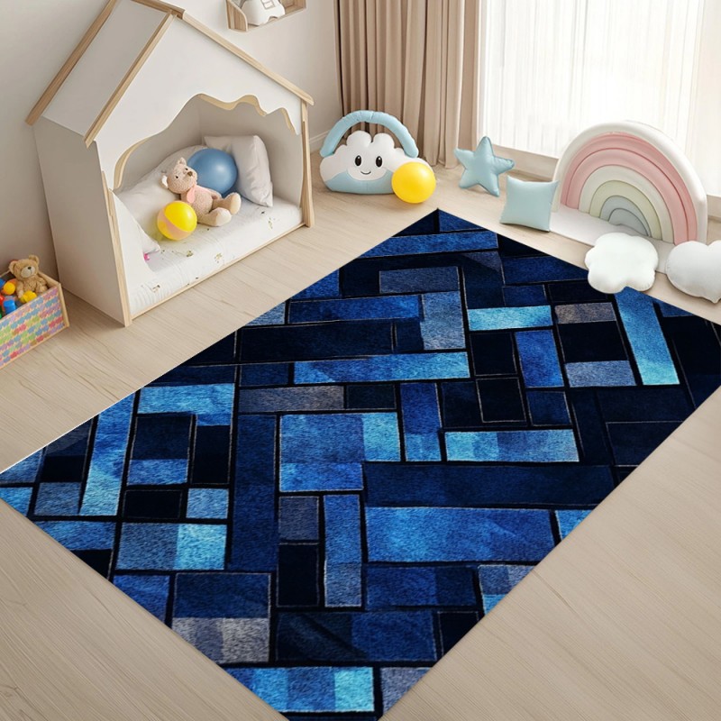 Nordic Blue Geometric Patchwor - Esports Gaming Room 评论和价格
